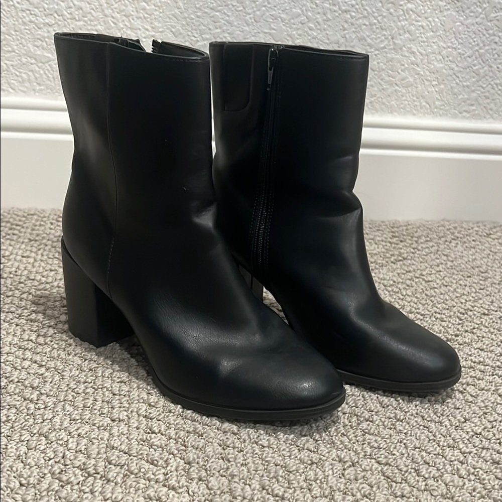 A New Day Black Heeled Boots Minimalist Design